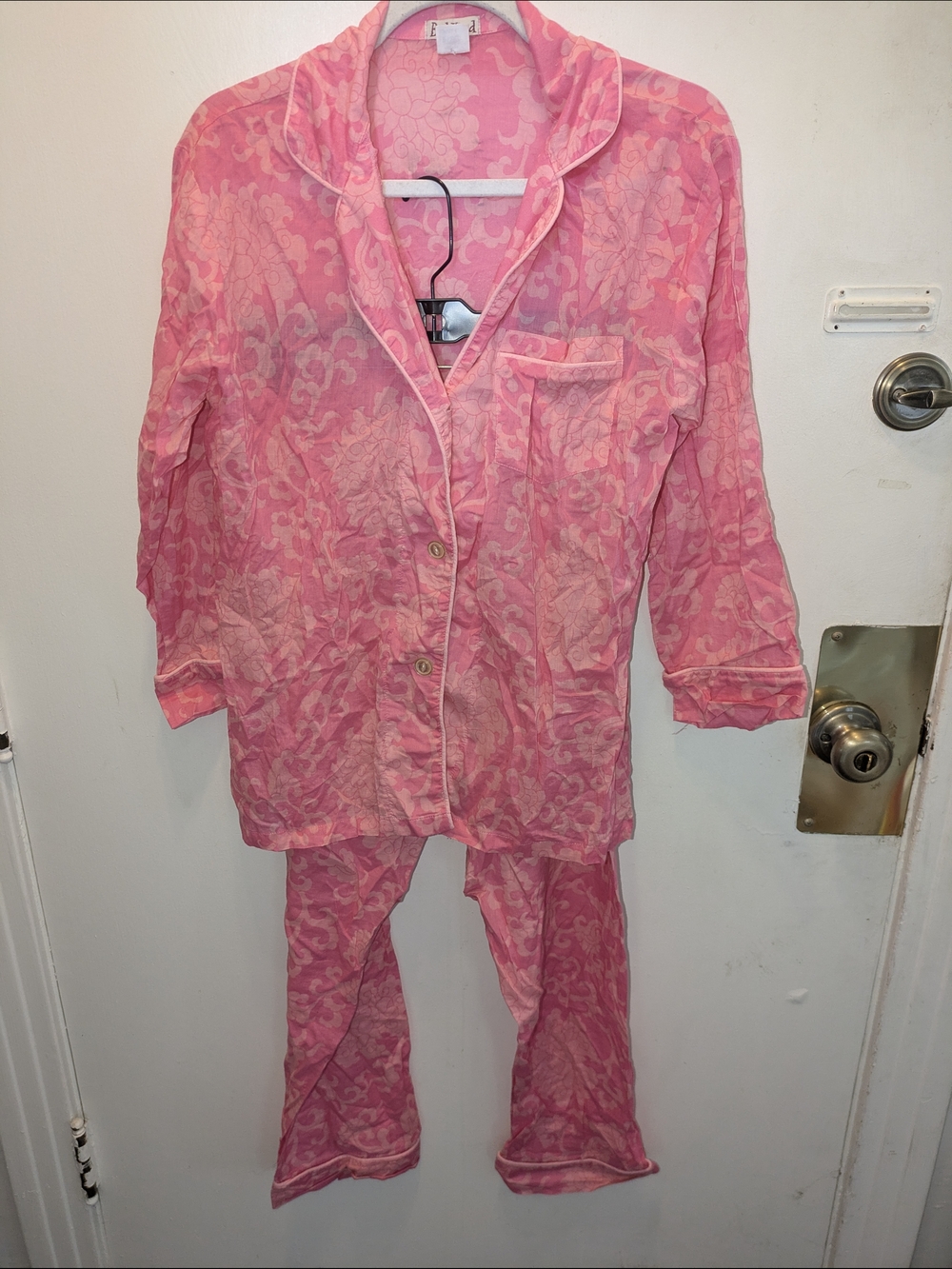 Vintage Y2K BedHead Pink Floral Pajama Set Small Made in USA Soft Loungewear - Picture 2 of 9